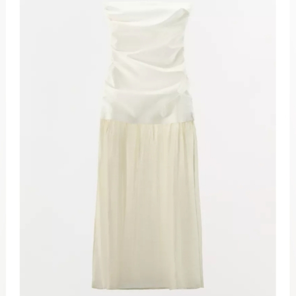 Zara Combination Strapless Midi Dress - Picture 8 of 10